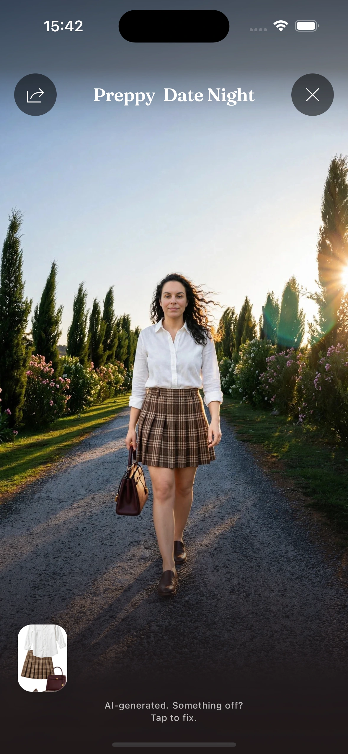 A Muse-recreated outfit rendered on the user with Virtual Try-On