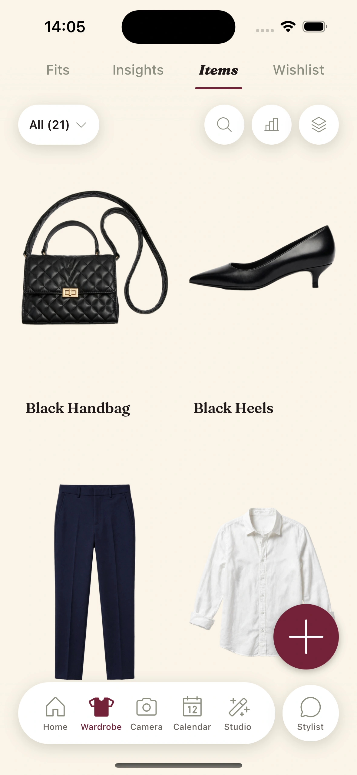 Digital Wardrobe in the Clottr app